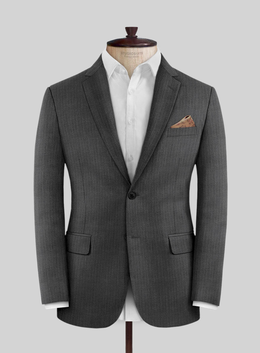 Scabal Londoner Casiri Stripe Charcoal Wool Suit - StudioSuits