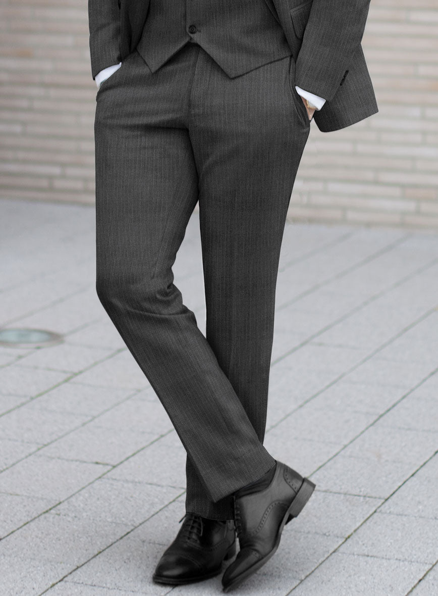 Scabal Londoner Casiri Stripe Charcoal Wool Suit - StudioSuits