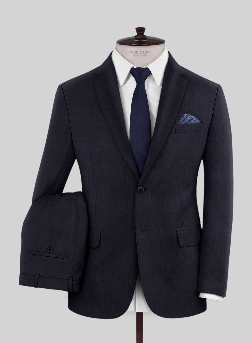 Scabal Londoner Corta Stripe Blue Wool Suit - StudioSuits