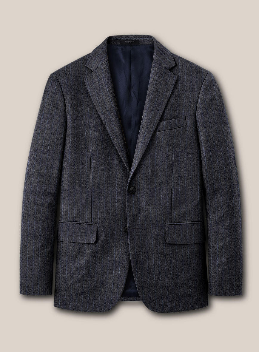 Scabal Londoner Cutina Stripe Blue Wool Jacket - StudioSuits