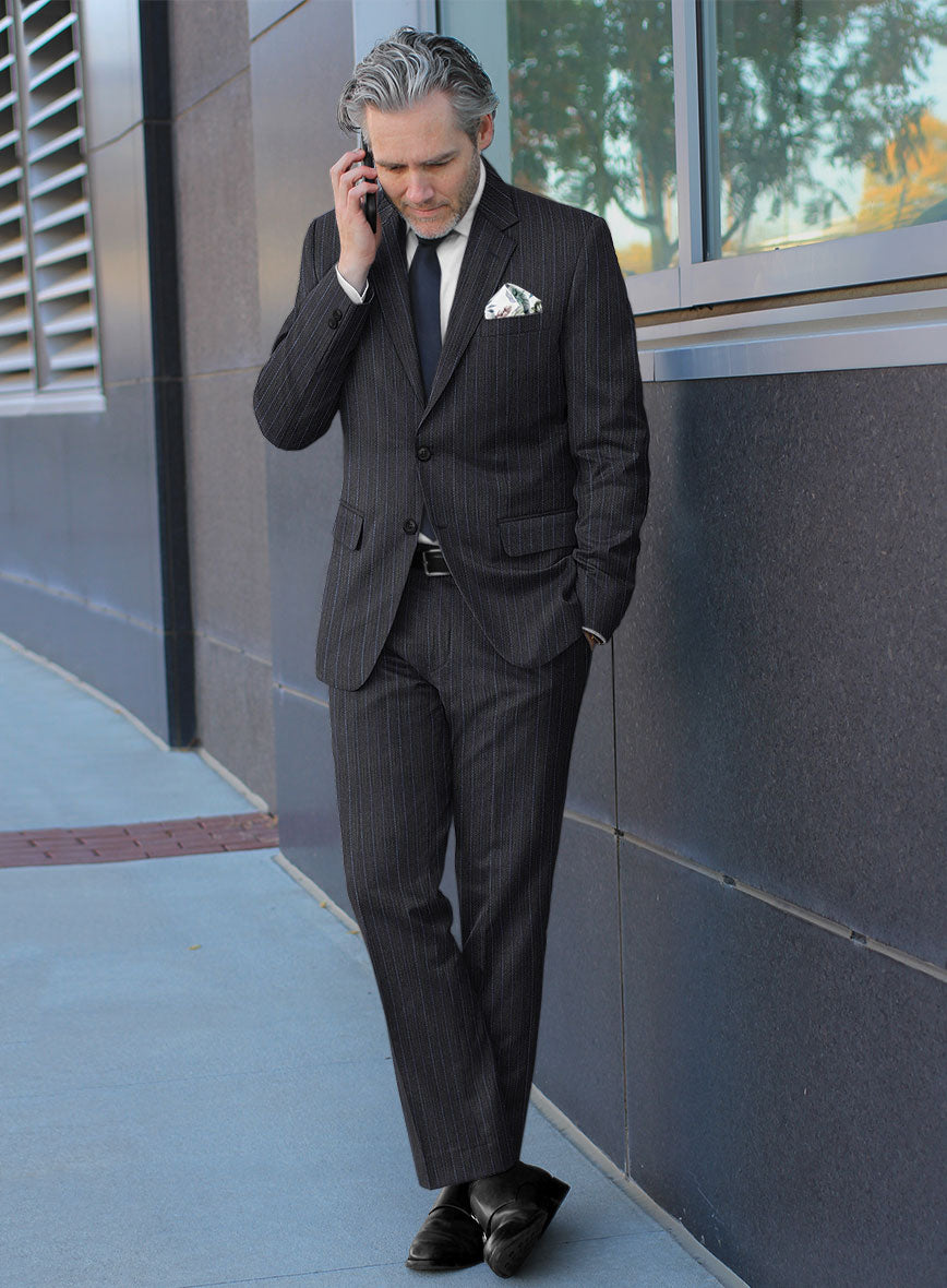 Scabal Londoner Cutina Stripe Blue Wool Suit - StudioSuits