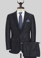 Scabal Londoner Cutina Stripe Blue Wool Suit - StudioSuits