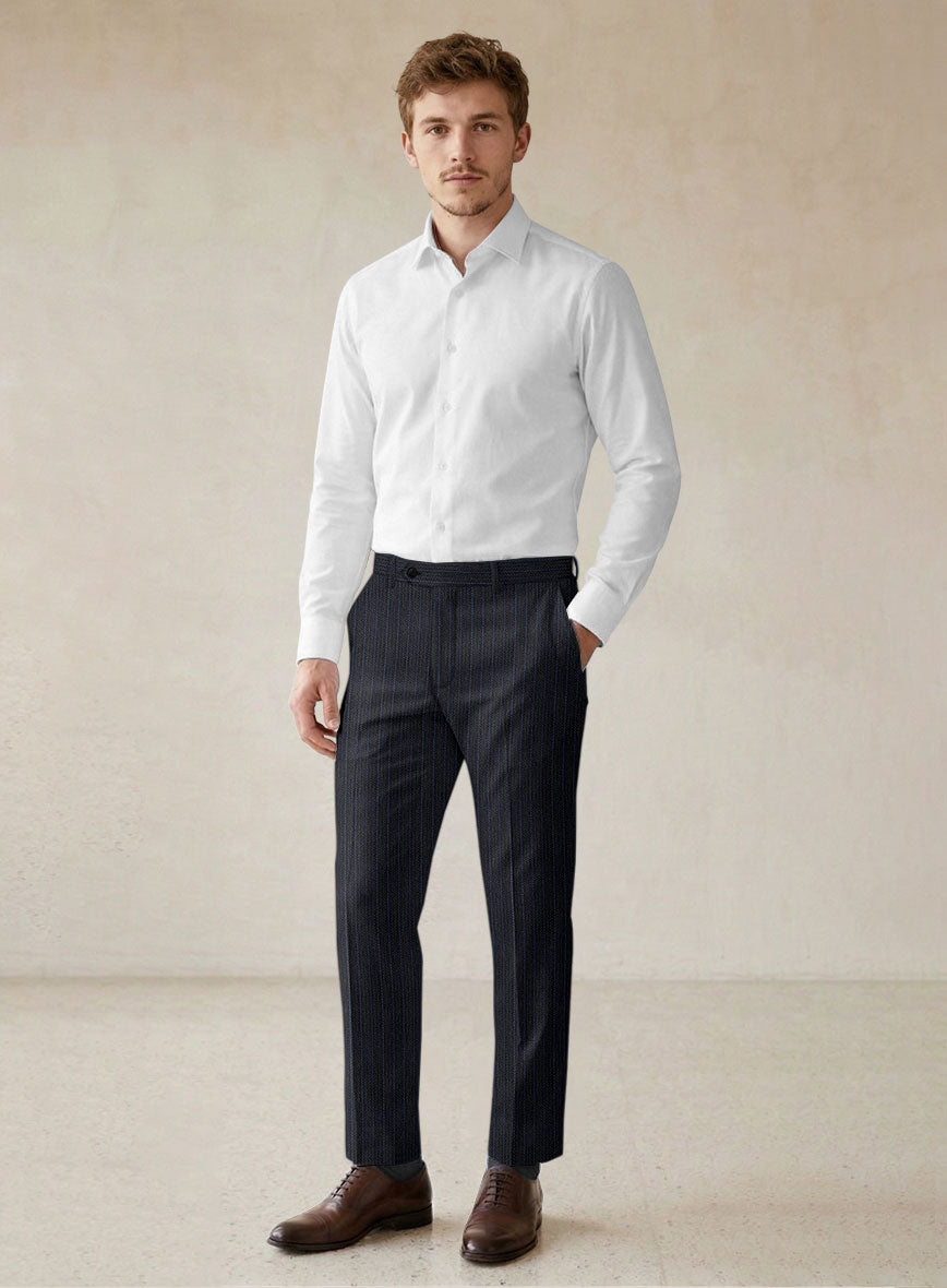 Scabal Londoner Cutina Stripe Blue Wool Suit - StudioSuits