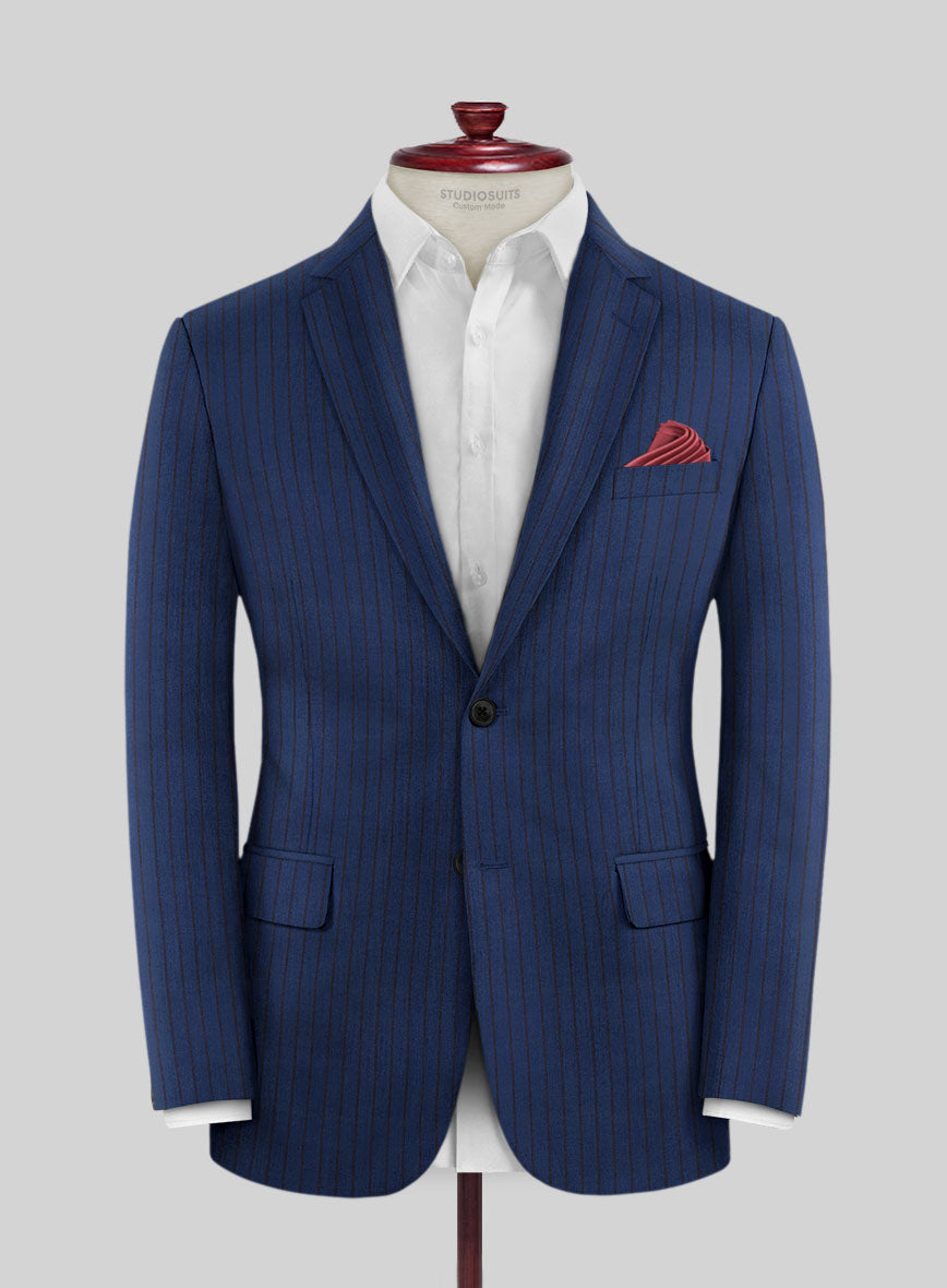 Scabal Londoner Deli Stripe Blue Wool Jacket - StudioSuits