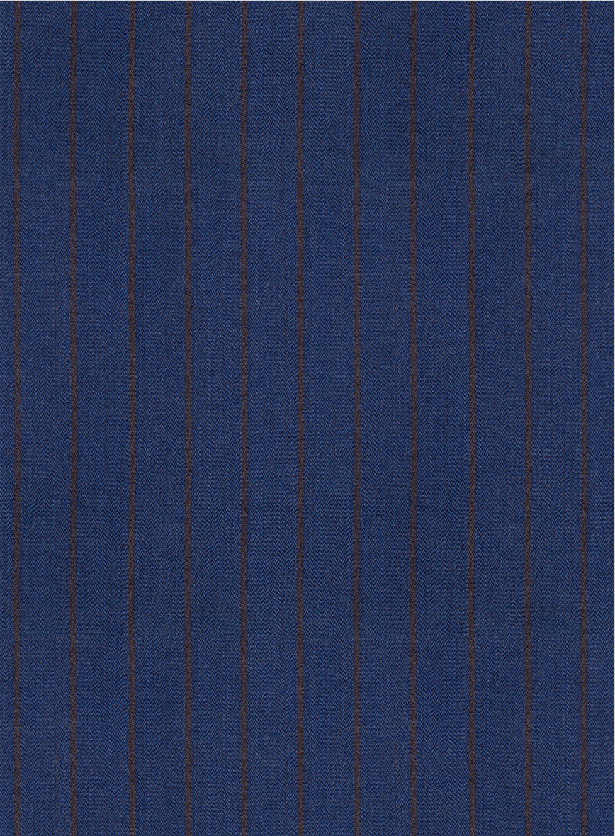 Scabal Londoner Deli Stripe Blue Wool Pants - StudioSuits