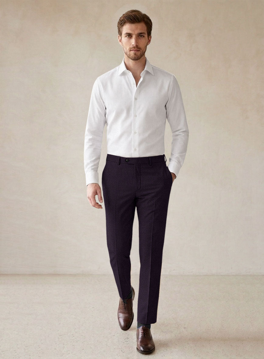 Scabal Londoner Eggplant Wool Pants - StudioSuits