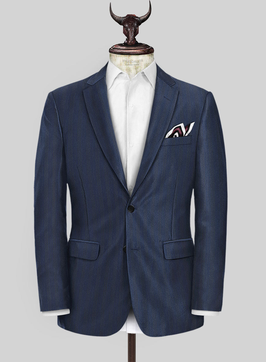 Scabal Londoner Erafin Stripe Blue Wool Jacket - StudioSuits