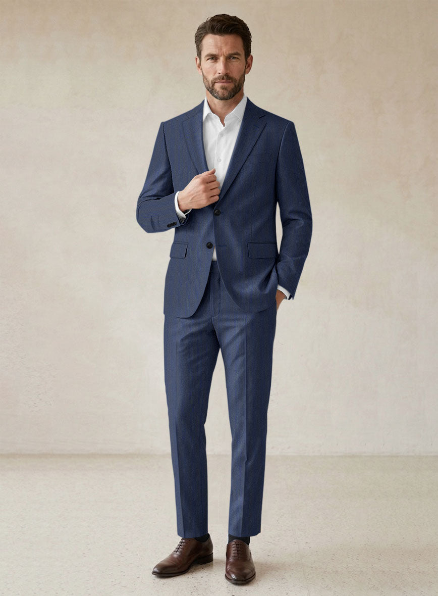 Scabal Londoner Erafin Stripe Blue Wool Suit - StudioSuits
