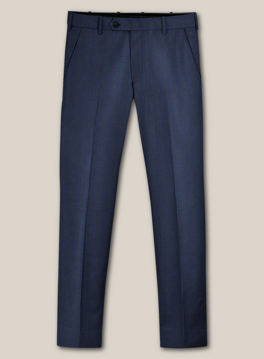 Scabal Londoner Erafin Stripe Blue Wool Pants - StudioSuits