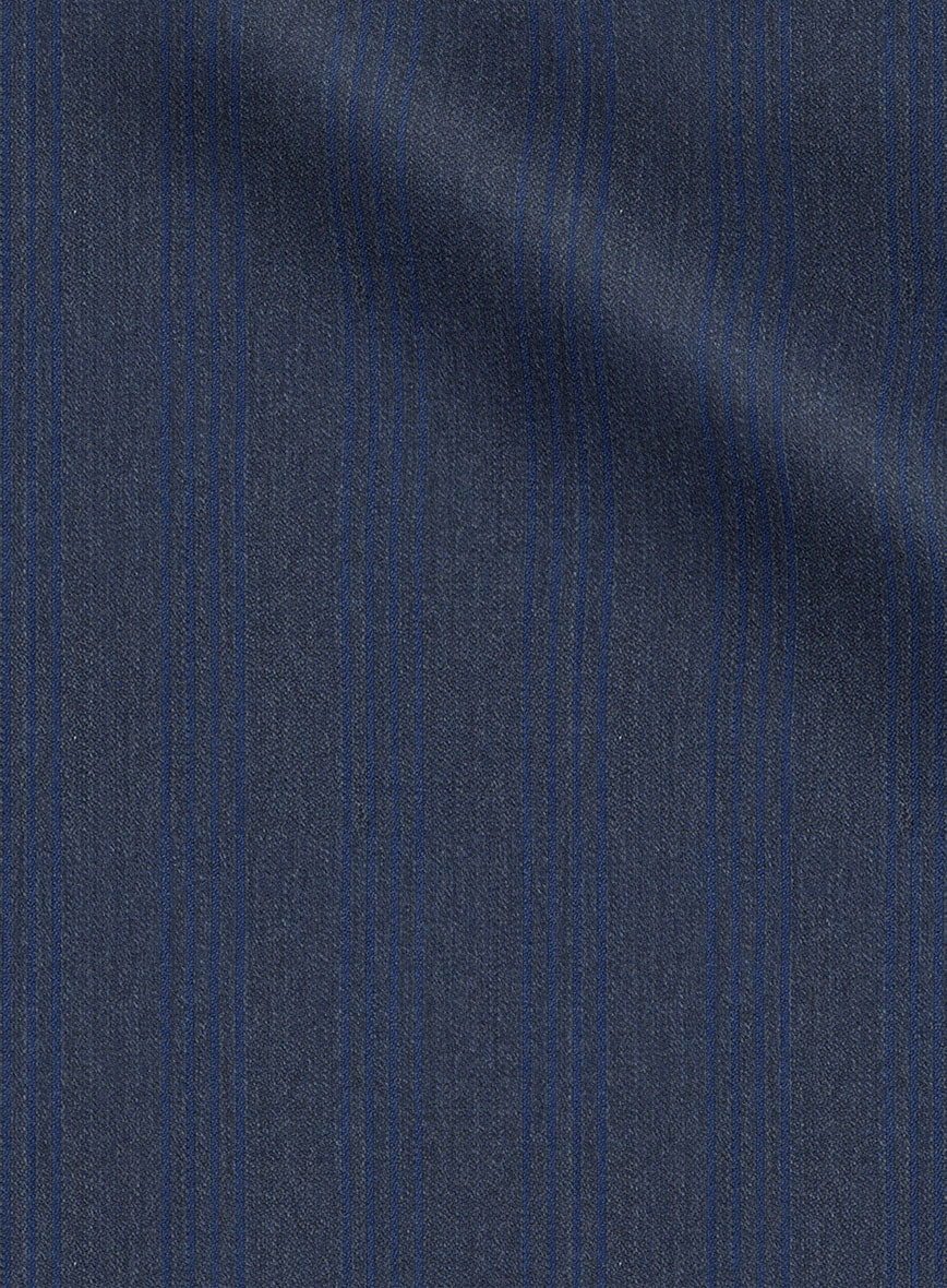Scabal Londoner Erafin Stripe Blue Wool Pants - StudioSuits