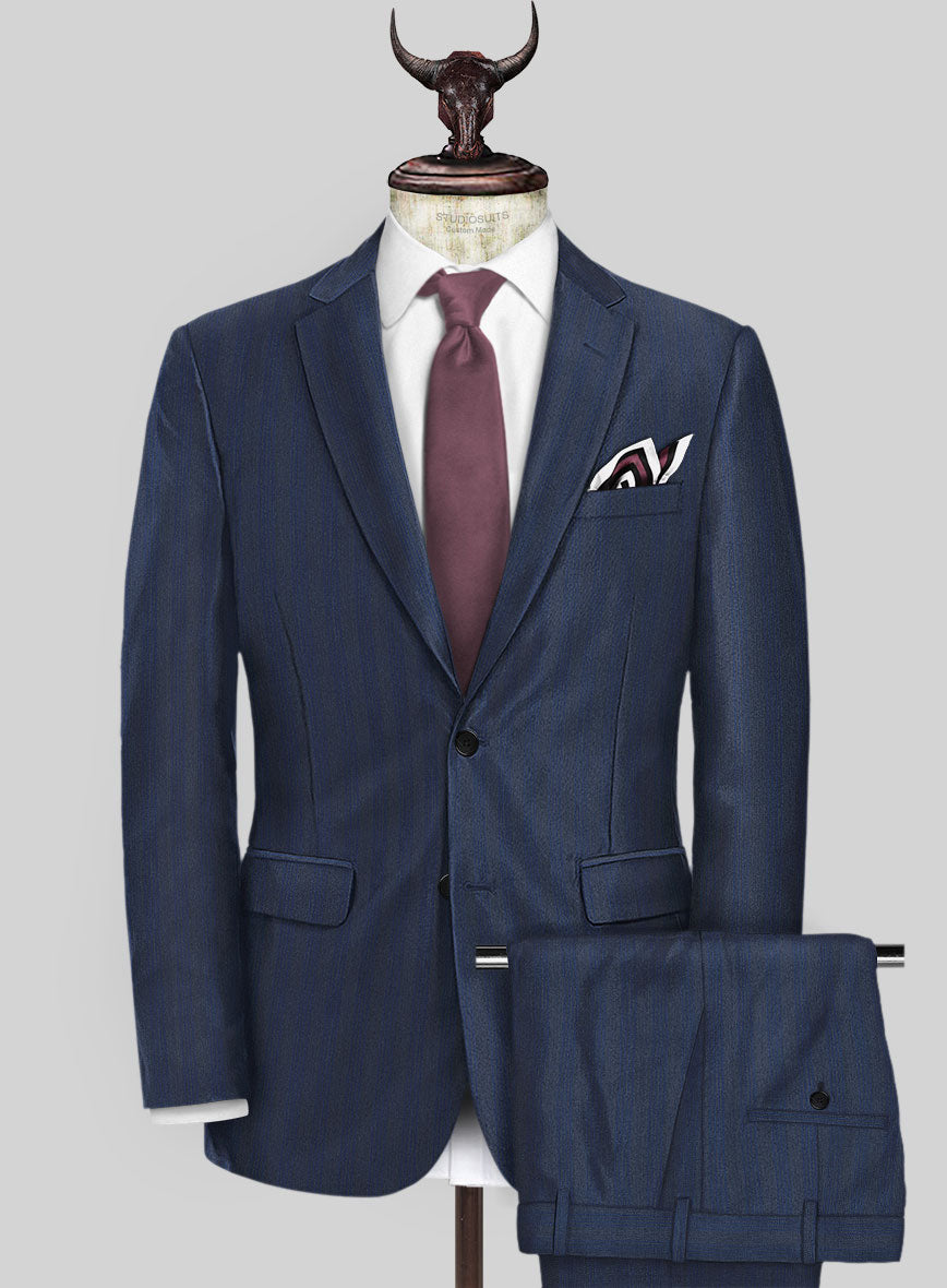 Scabal Londoner Erafin Stripe Blue Wool Suit - StudioSuits