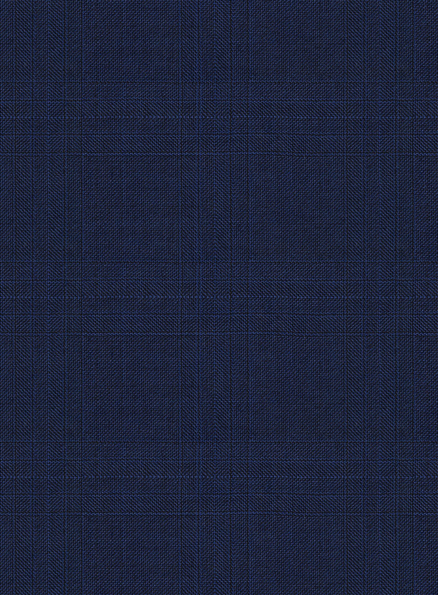 Scabal Londoner Esma Checks Blue Wool Pants - StudioSuits