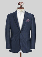 Scabal Londoner Floras Stripe Blue Wool Jacket - StudioSuits