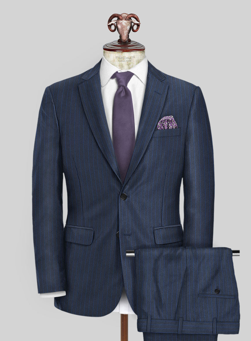 Scabal Londoner Floras Stripe Blue Wool Suit - StudioSuits