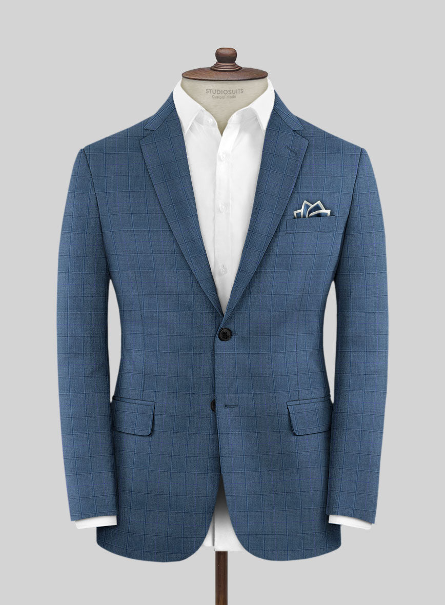 Scabal Londoner Glen Blue Wool Jacket - StudioSuits