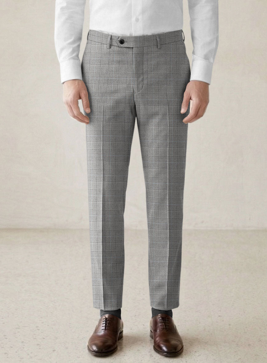 Scabal Londoner Glen Gray Wool Pants - StudioSuits