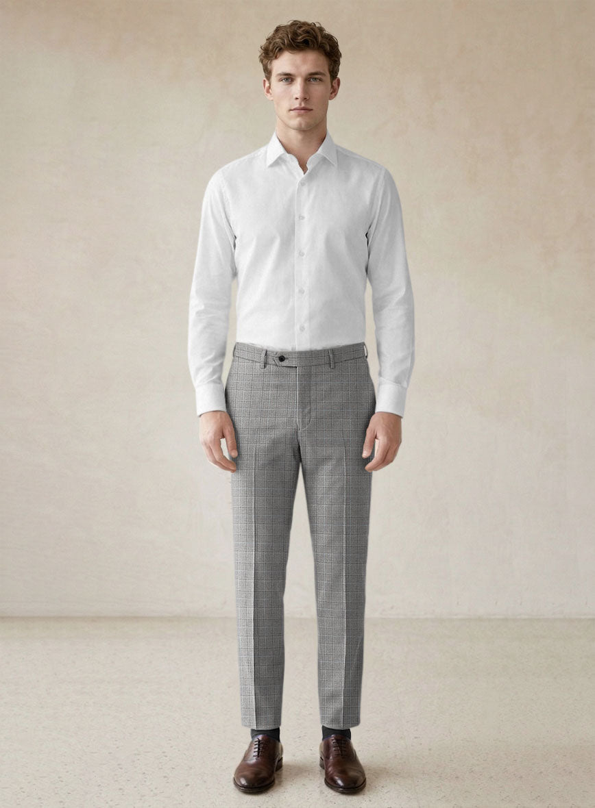 Scabal Londoner Glen Gray Wool Pants - StudioSuits