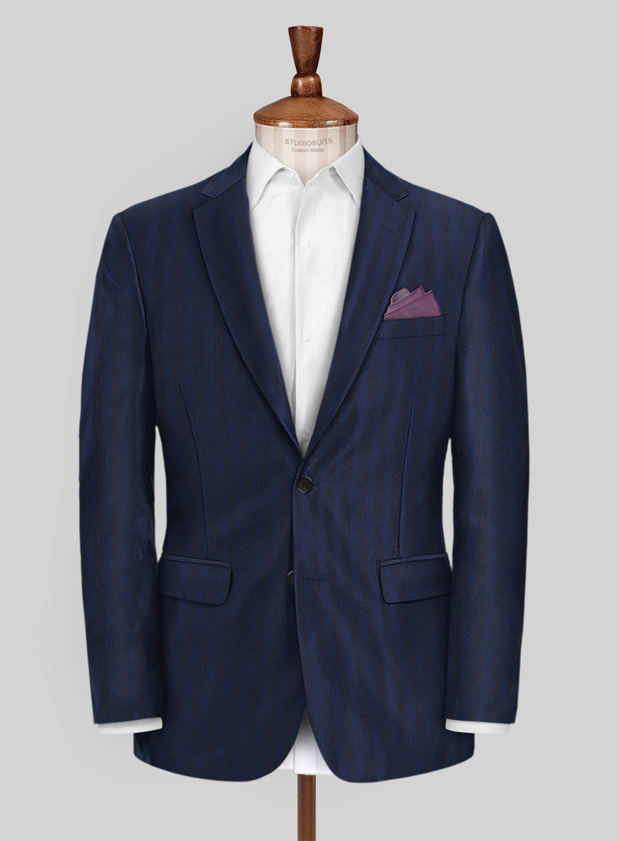 Scabal Londoner Ilianti Stripe Blue Wool Jacket - StudioSuits