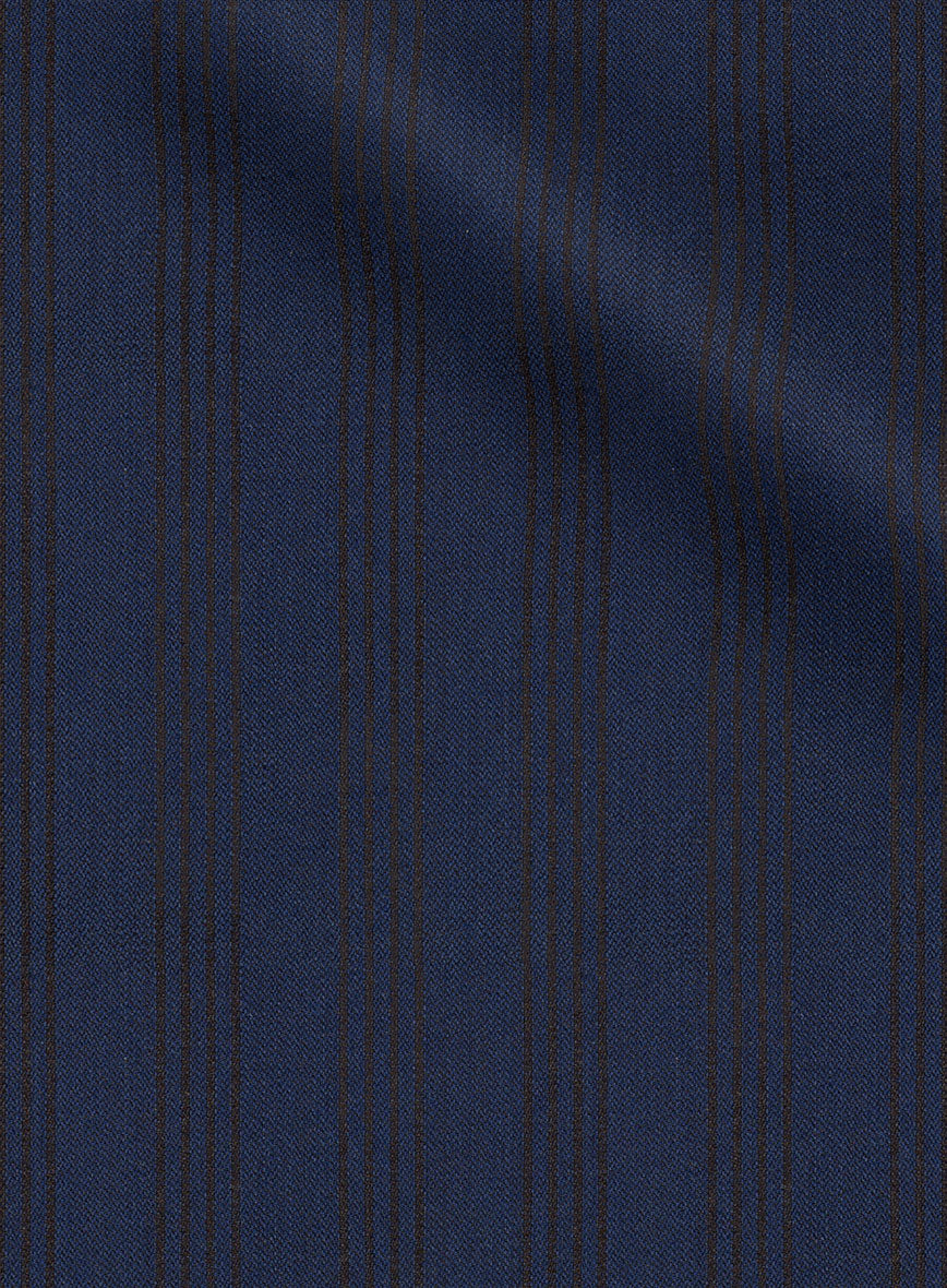 Scabal Londoner Ilianti Stripe Blue Wool Pants - StudioSuits