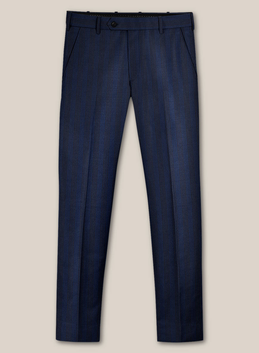Scabal Londoner Ilianti Stripe Blue Wool Pants - StudioSuits