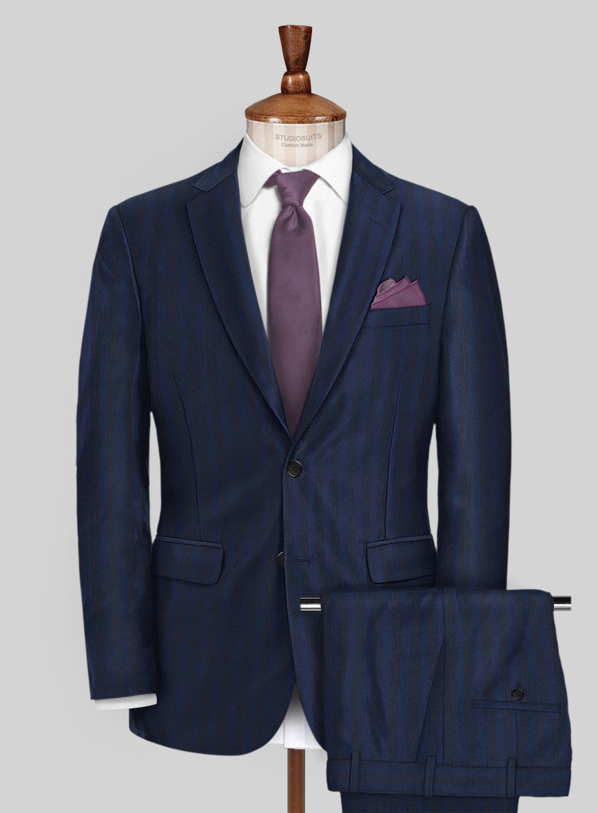 Scabal Londoner Ilianti Stripe Blue Wool Suit - StudioSuits