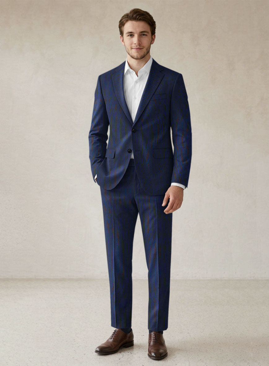 Scabal Londoner Ilianti Stripe Blue Wool Suit - StudioSuits