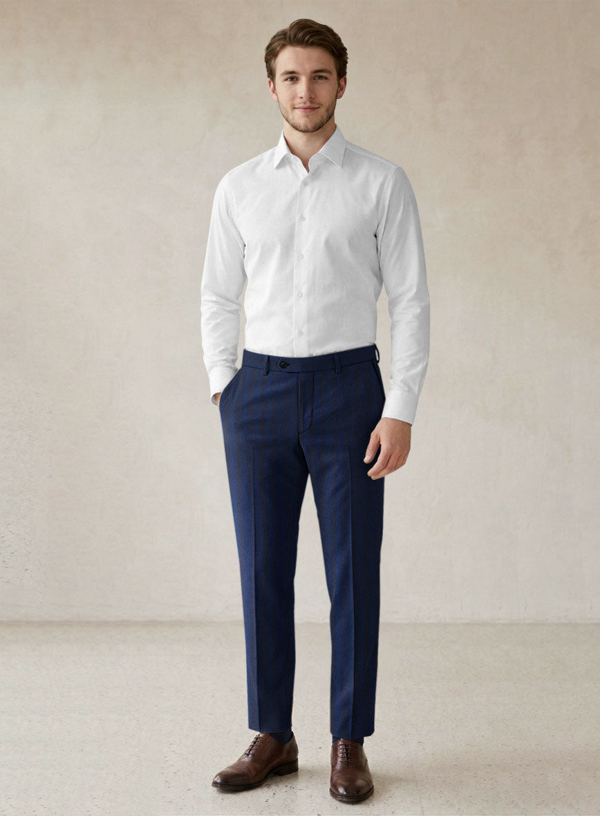 Scabal Londoner Ilianti Stripe Blue Wool Suit - StudioSuits