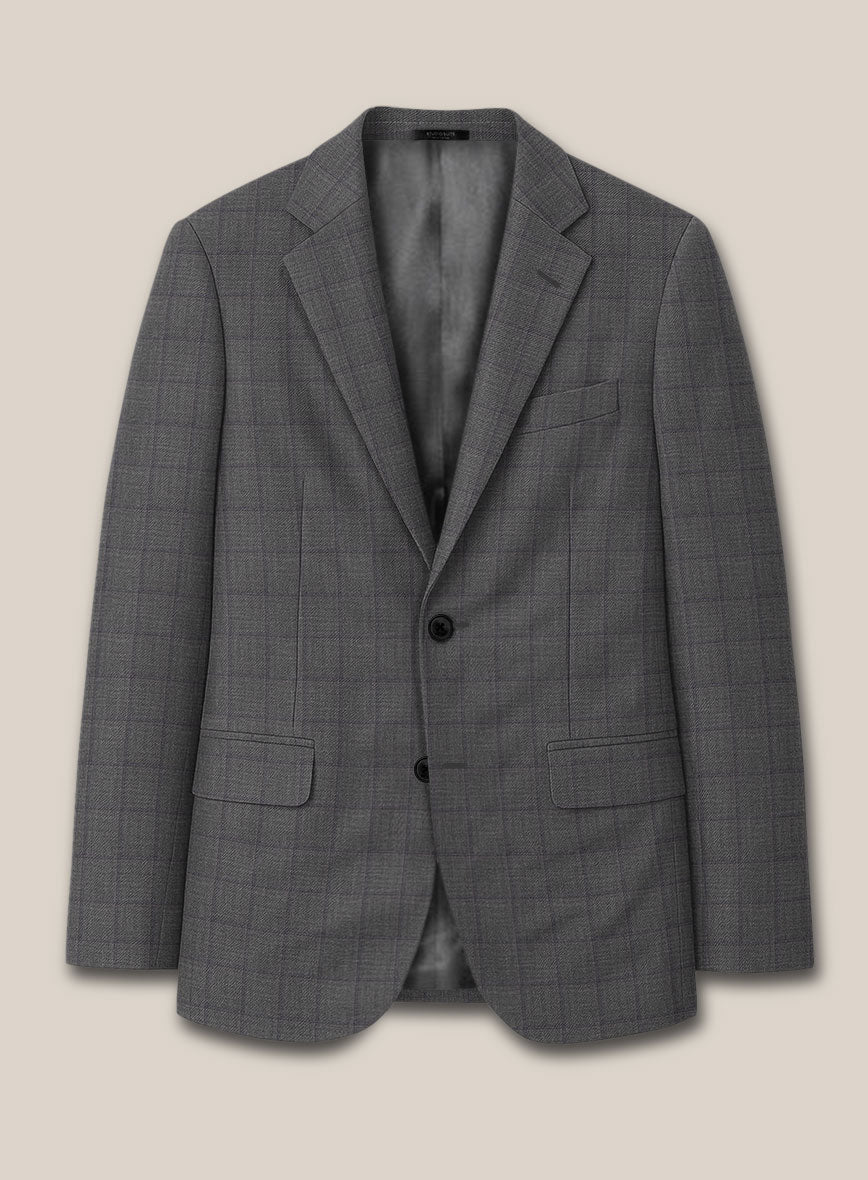Scabal Londoner Inagi Checks Gray Wool Jacket - StudioSuits