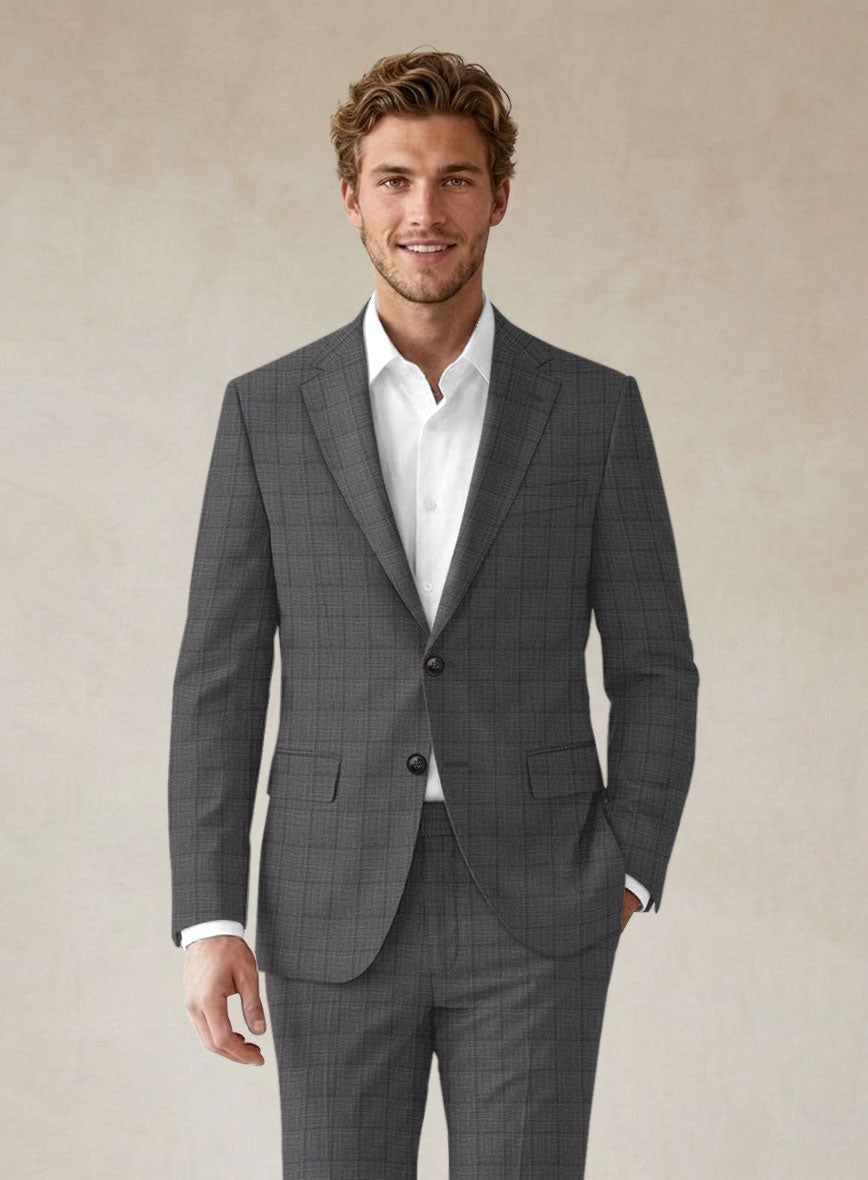 Scabal Londoner Inagi Checks Gray Wool Jacket - StudioSuits