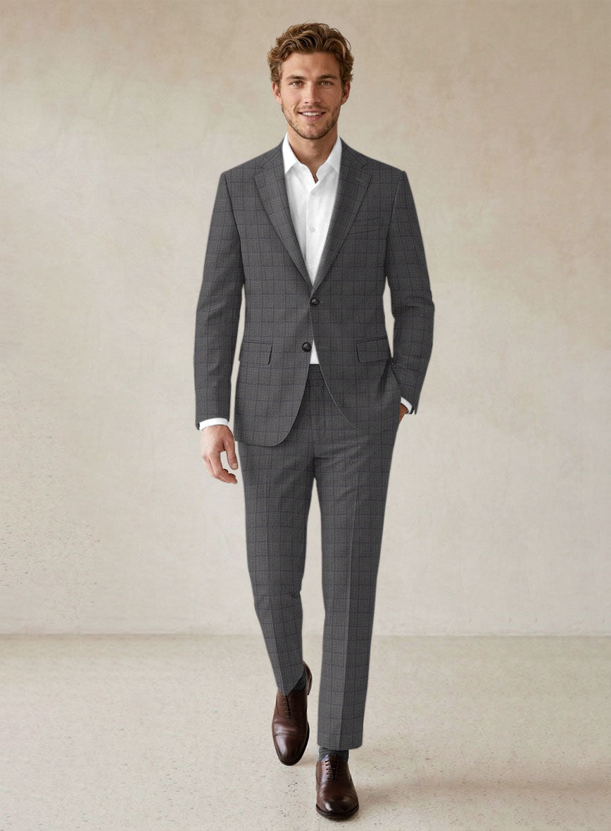 Scabal Londoner Inagi Checks Gray Wool Suit - StudioSuits
