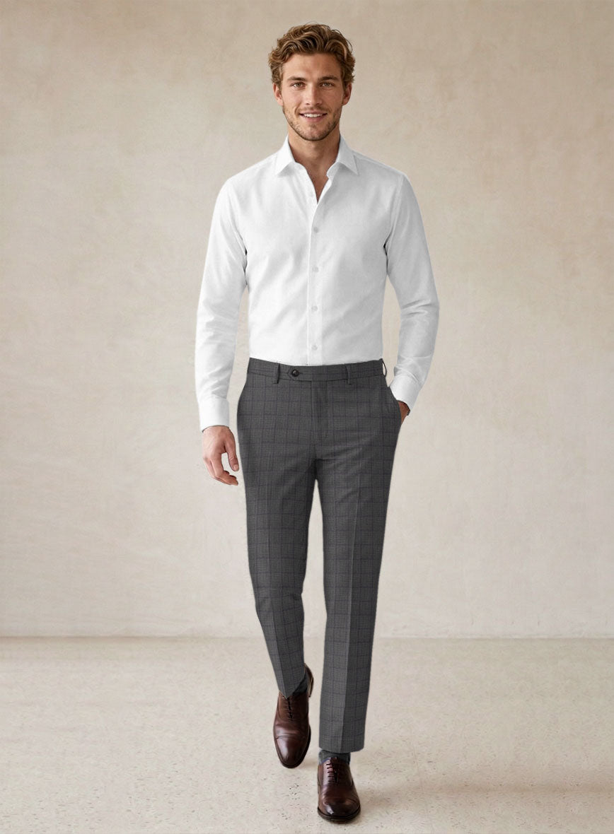 Scabal Londoner Inagi Checks Gray Wool Suit - StudioSuits