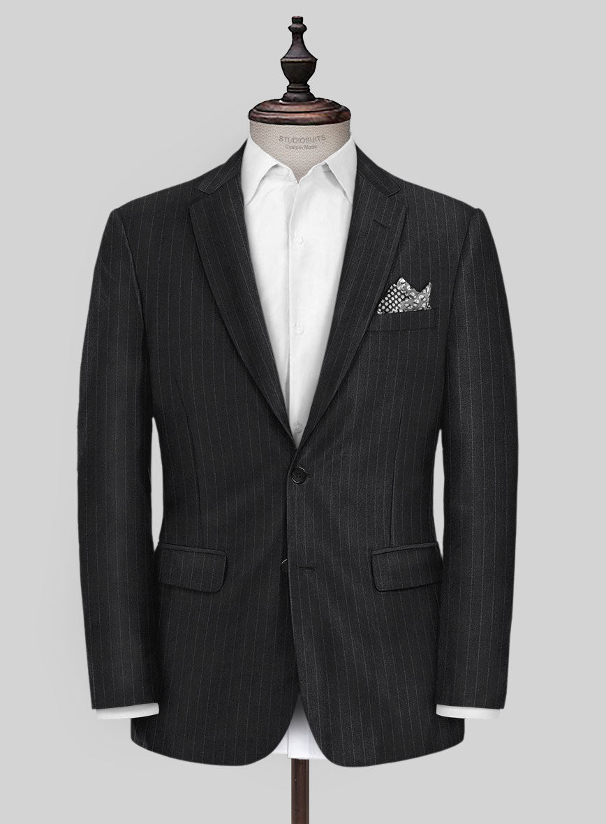 Scabal Londoner Isai Stripe Charcoal Wool Jacket - StudioSuits