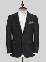 Scabal Londoner Isai Stripe Charcoal Wool Jacket - StudioSuits