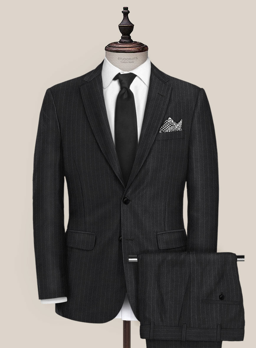 Scabal Londoner Isai Stripe Charcoal Wool Suit - StudioSuits