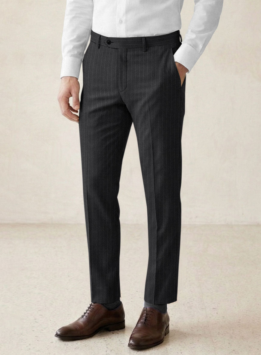 Scabal Londoner Isai Stripe Charcoal Wool Suit - StudioSuits