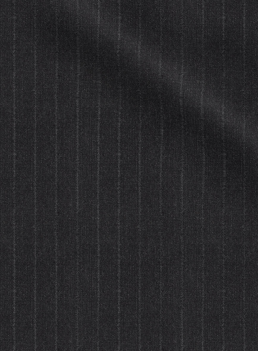 Scabal Londoner Isai Stripe Charcoal Wool Pants - StudioSuits