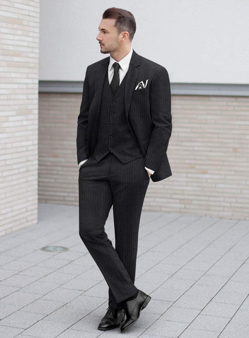 Scabal Suits Scabal Londoner Isai Stripe Charcoal Wool Suit – StudioSuits