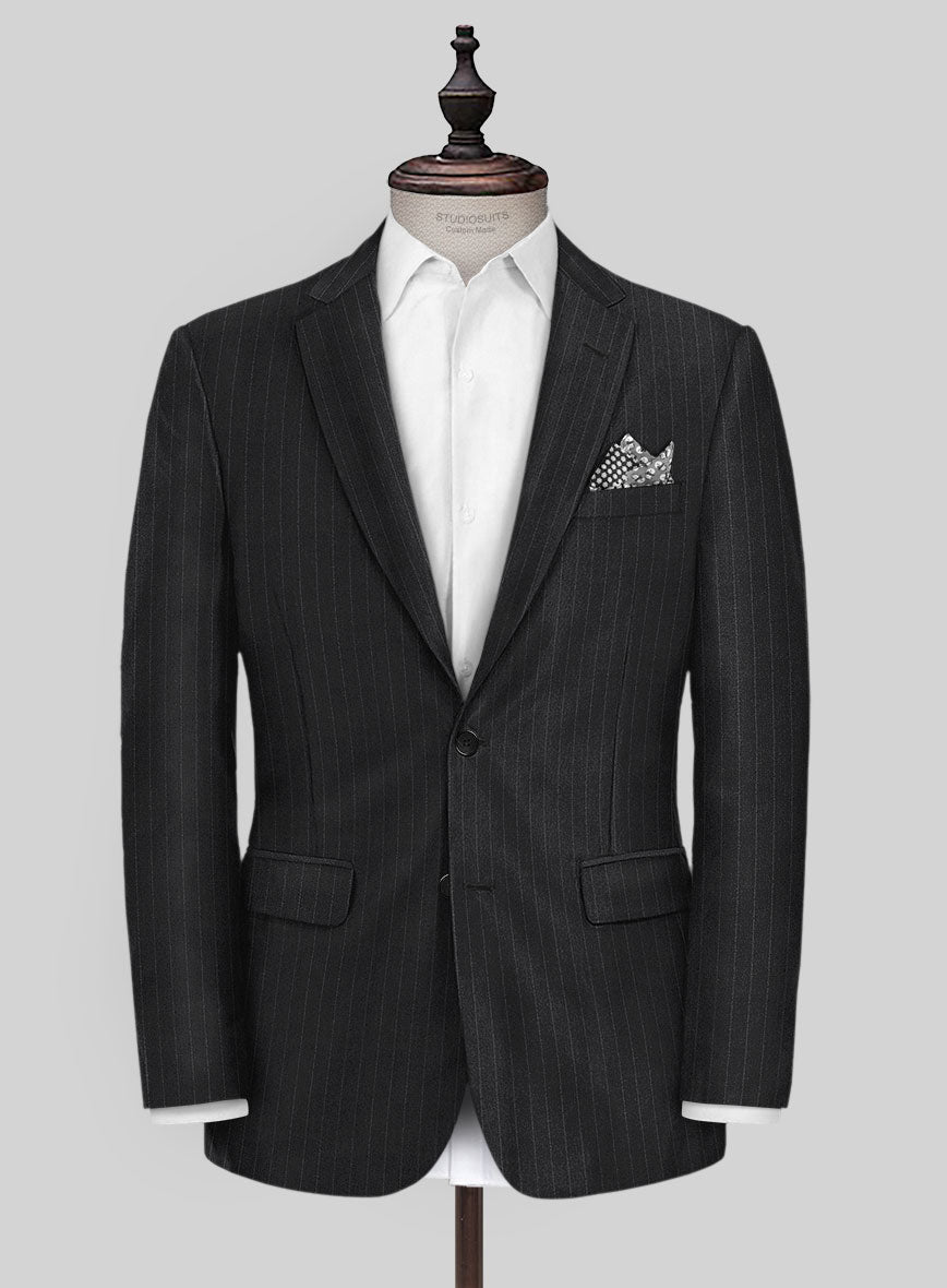 Scabal Londoner Isai Stripe Charcoal Wool Suit - StudioSuits