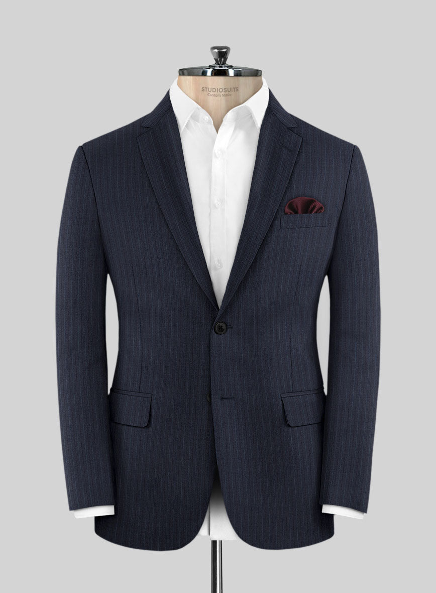 Scabal Londoner Jaspal Stripe Blue Wool Jacket - StudioSuits