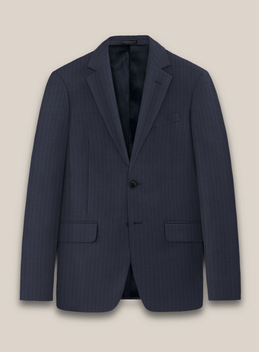 Scabal Londoner Jaspal Stripe Blue Wool Suit - StudioSuits
