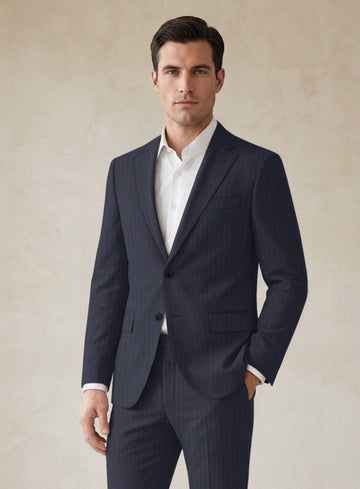 Scabal Londoner Jaspal Stripe Blue Wool Jacket - StudioSuits
