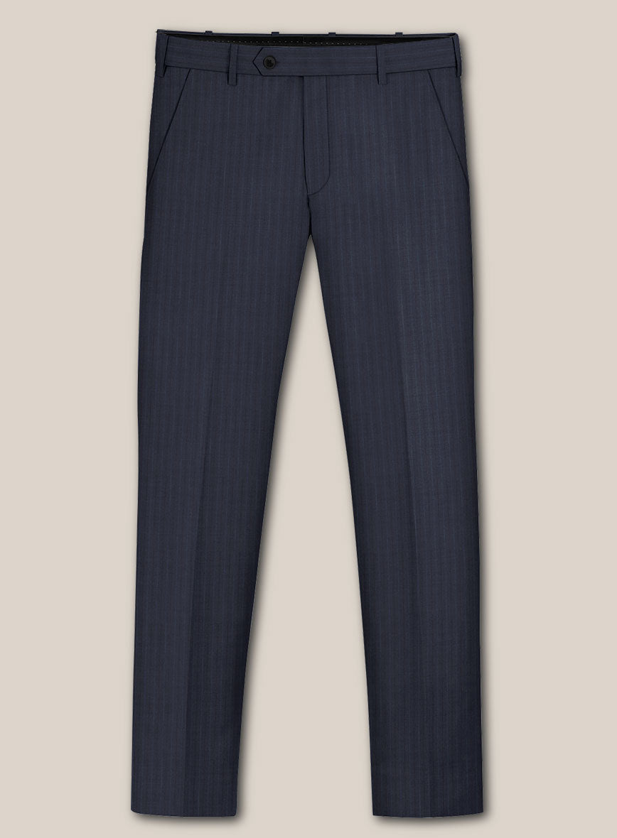 Scabal Londoner Jaspal Stripe Blue Wool Pants - StudioSuits
