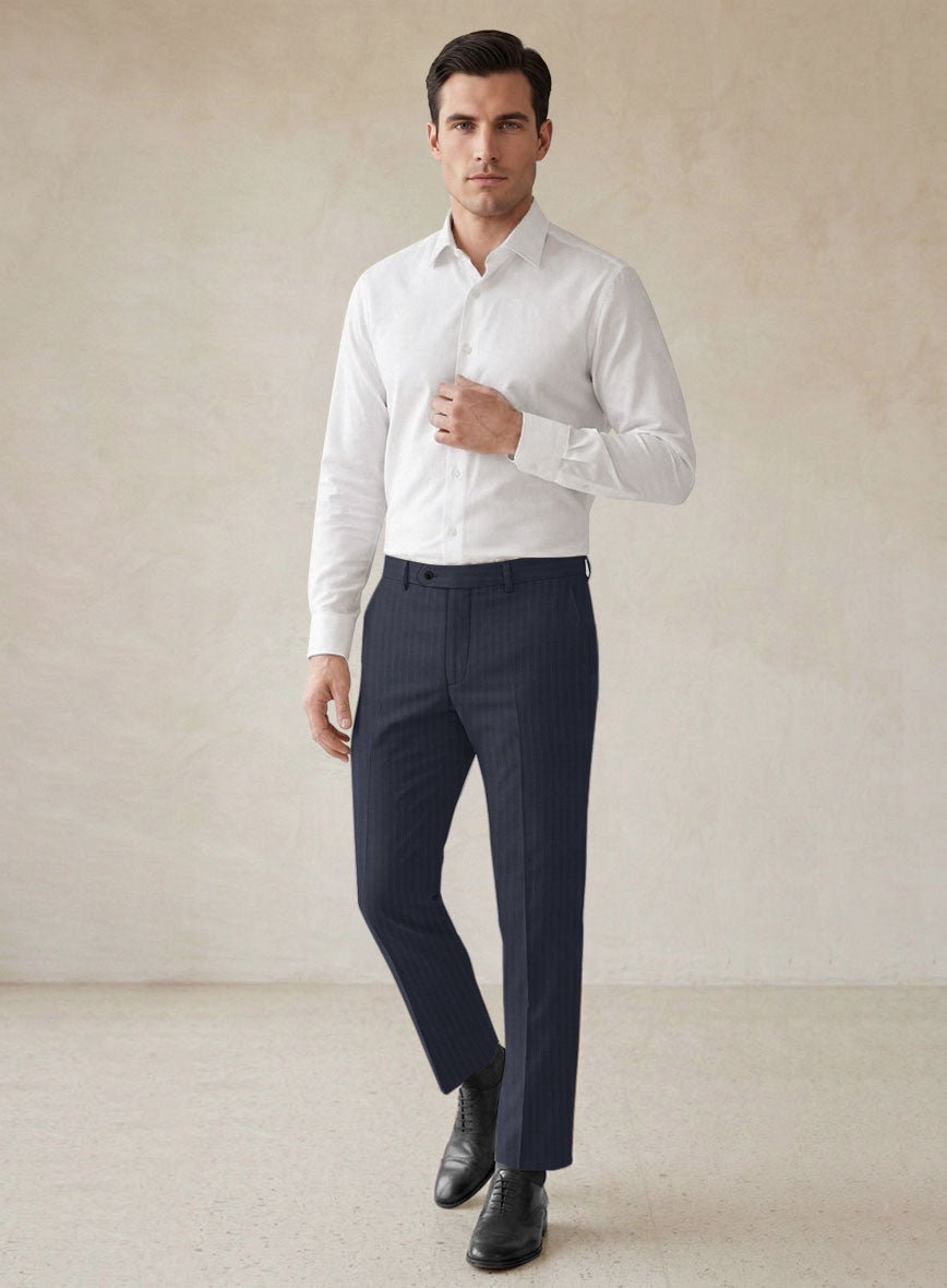 Scabal Londoner Jaspal Stripe Blue Wool Suit - StudioSuits