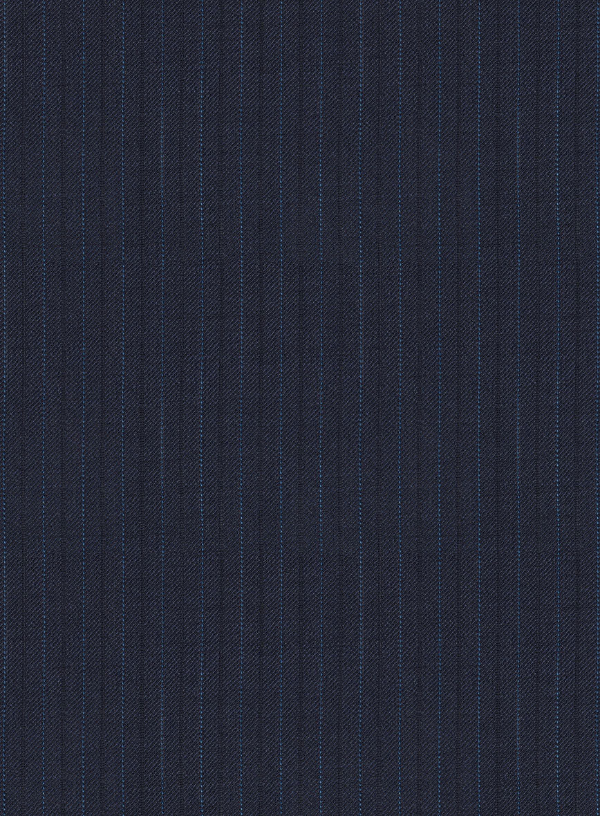 Scabal Londoner Jaspal Stripe Blue Wool Pants - StudioSuits