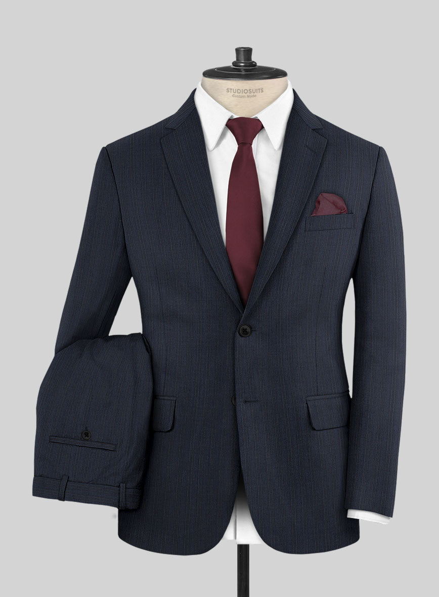 Scabal Londoner Jolge Stripe Blue Wool Suit - StudioSuits