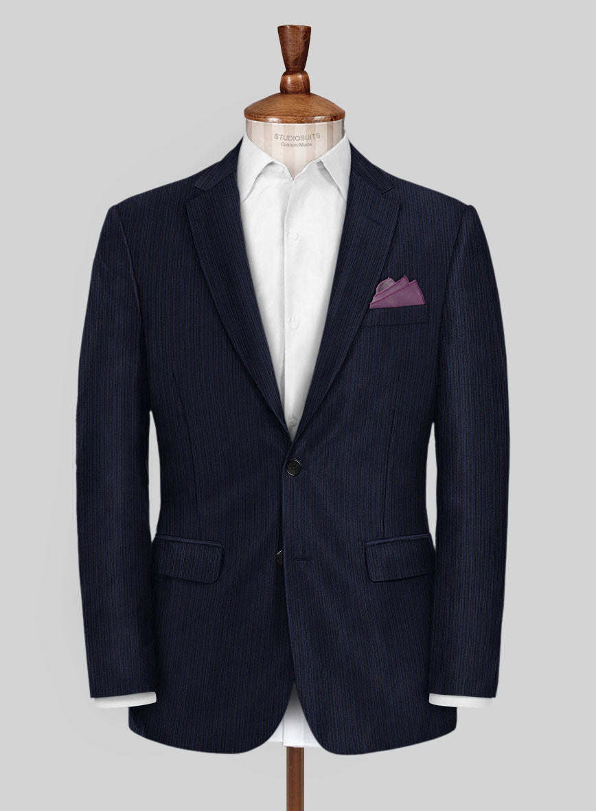 Scabal Londoner Malno Stripe Blue Wool Jacket - StudioSuits