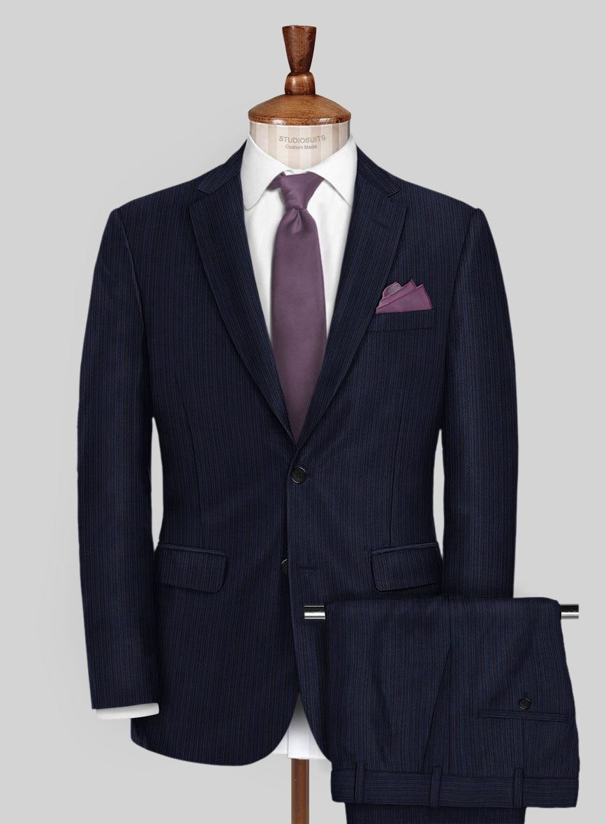 Scabal Londoner Malno Stripe Blue Wool Suit - StudioSuits