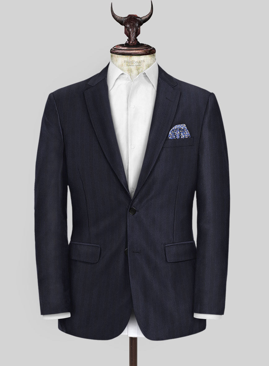 Scabal Londoner Manpa Stripe Blue Wool Jacket - StudioSuits