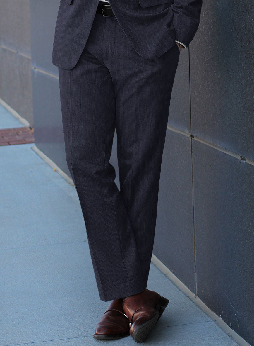 Scabal Londoner Manpa Stripe Blue Wool Pants - StudioSuits