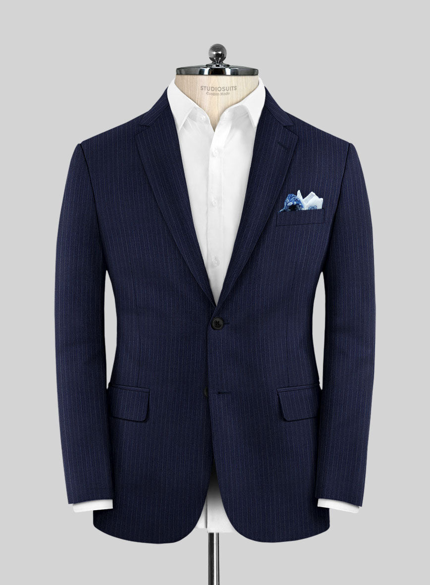 Scabal Londoner Mence Stripe Blue Wool Jacket - StudioSuits